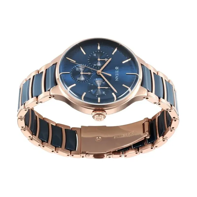 Titan Ceramic Fusion Two-tone Multifunction Men's Watch- 90148KD04